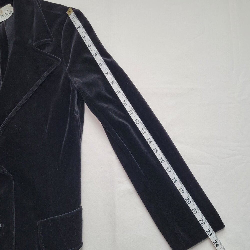 Butte Knit Vintage Black Velvet Blazer Jacket Womens 80s Retro Old Money - Picture 9 of 10